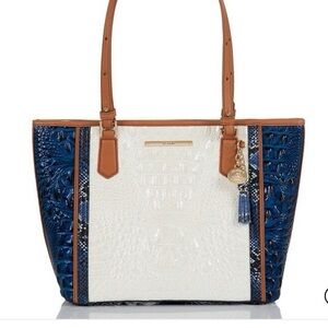 Brahmin Navy and Cream Tote